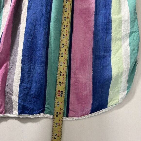 Matta Kaftan Midi Dress Striped Multicolor Cotton Rainbow Embroidered One Size - Picture 7 of 8